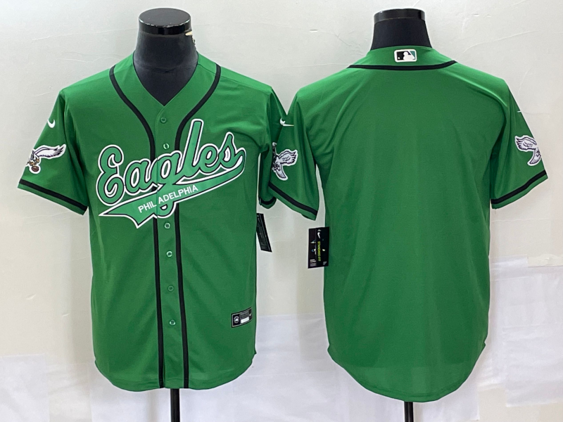 Philadelphia Eagles Blank Green Cool Base Stitched Baseball Jersey